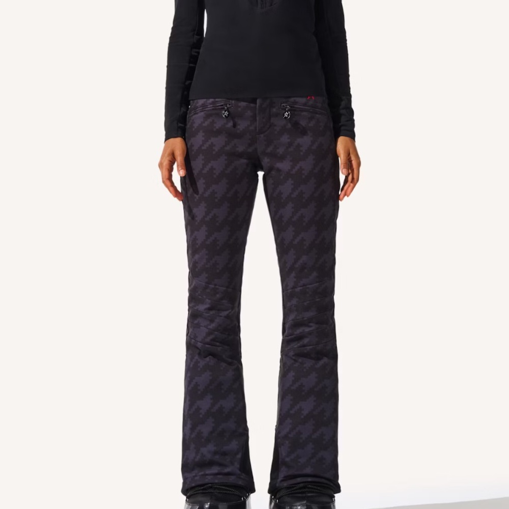 Perfect Moment Houndstooth High Waist Aurora Flare Ski Pant Black - Picture 5 of 5